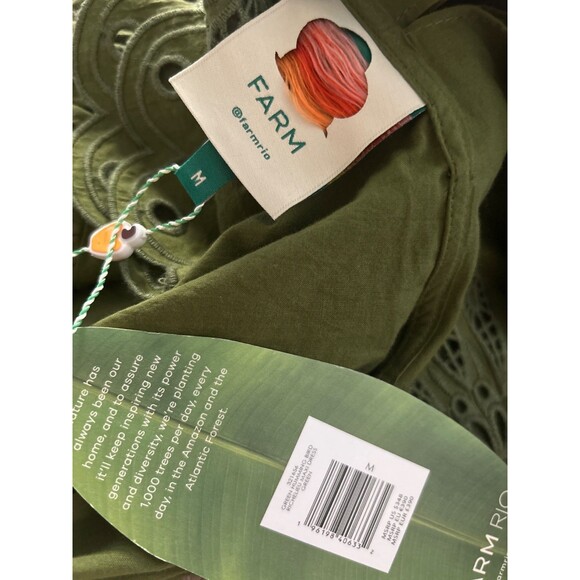 FARM RIO Humming Bird Richelieu Tiered Maxi Dress Size M NWT Green Forest Fairy - Picture 12 of 14
